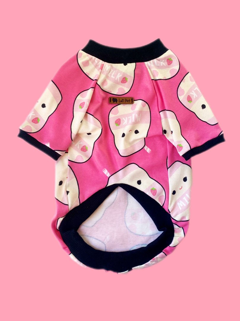 Pembe Desenli Köpek T-shirt