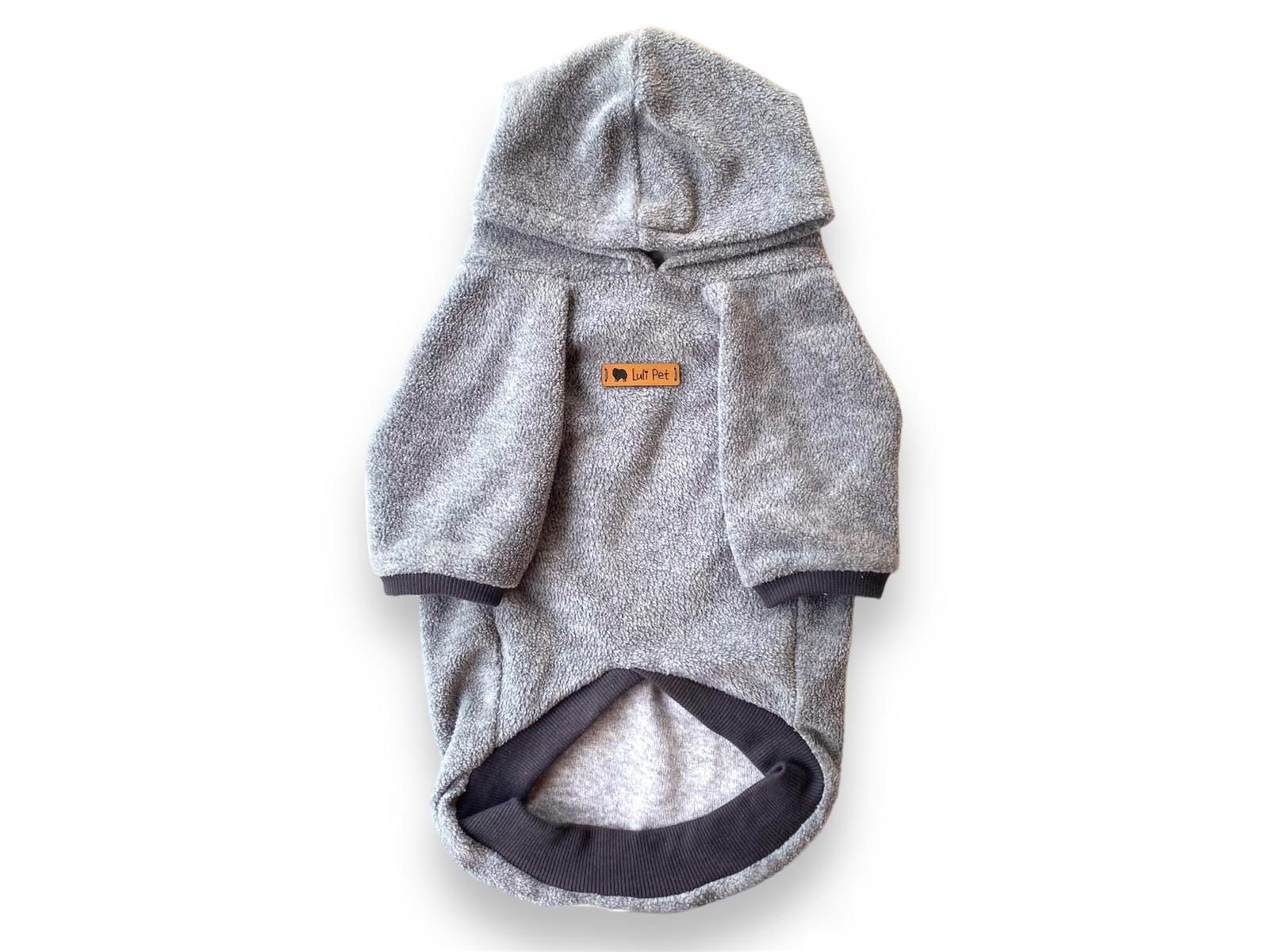 Basic Kapüşonlu Gri Köpek Sweatshirt