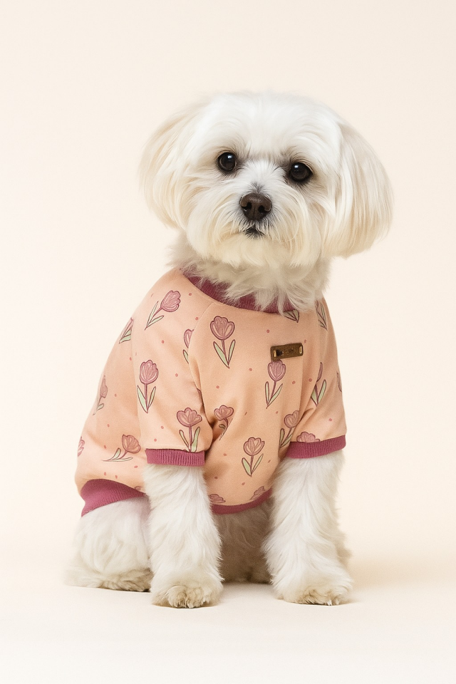 Çiçek Desenli İnce Köpek Sweatshirt