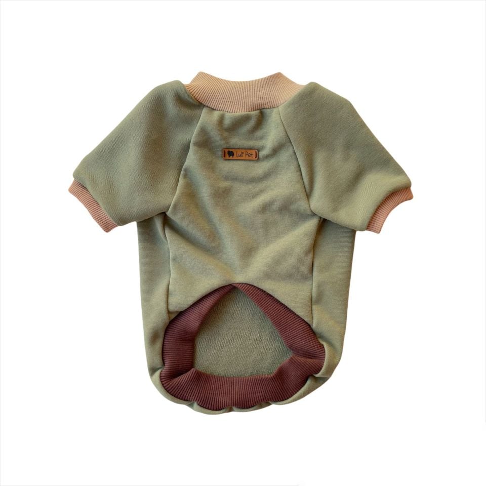 Haki Polarlı Kedi Köpek Sweatshirt
