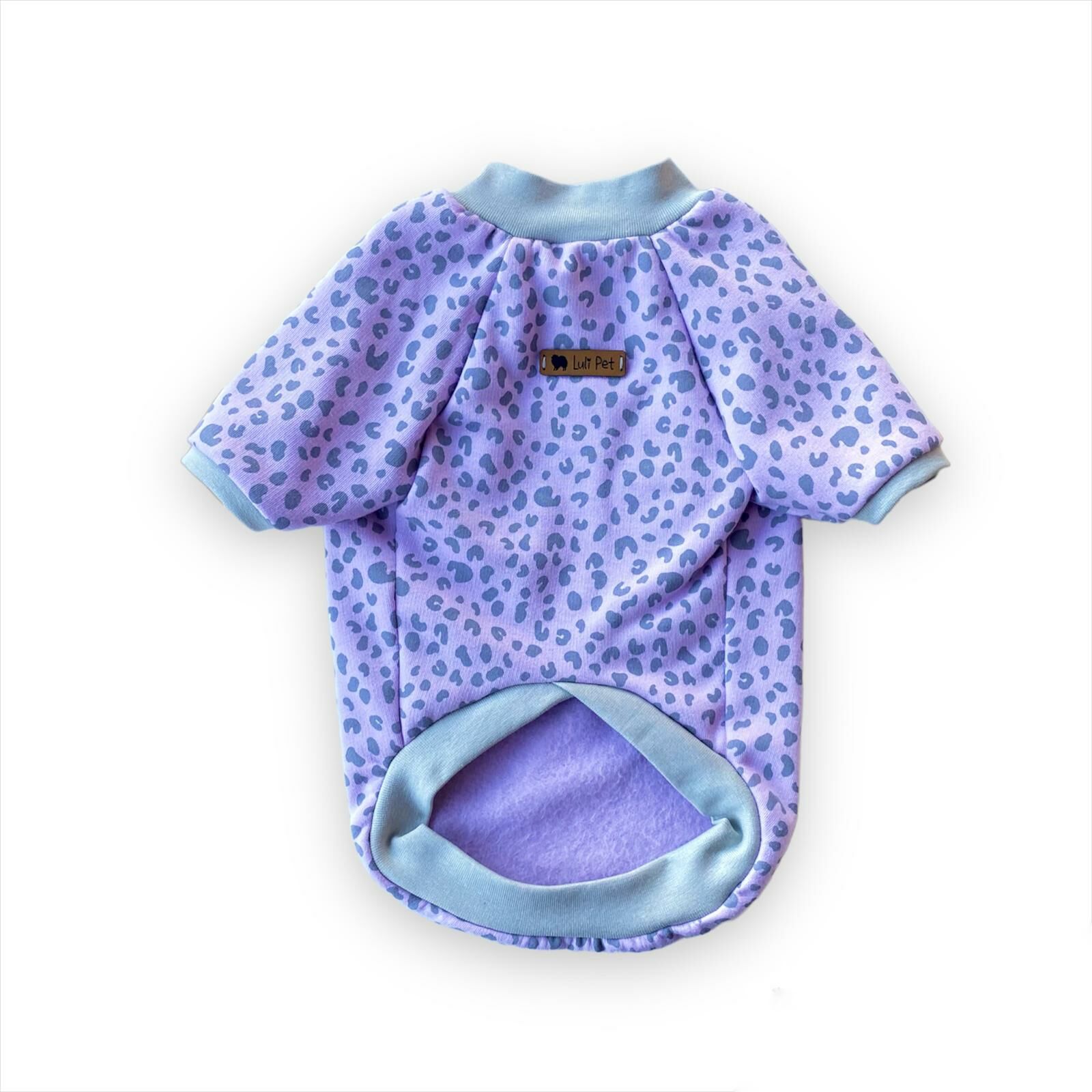 Lila Leopar Polarlı Köpek Sweatshirt