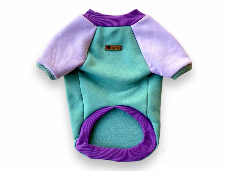 Yeşil- Mor Polarlı Köpek Sweatshirt