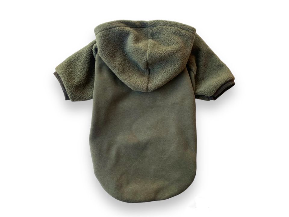 Yeşil Polarlı Kapüşonlu Köpek Sweatshirt