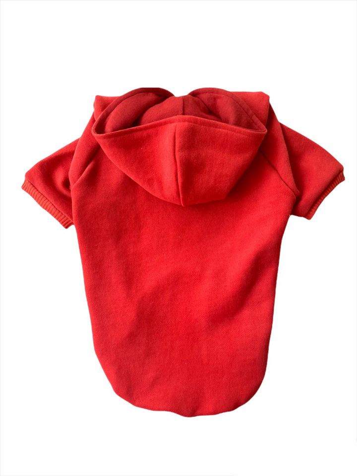 Basic Kırmızı Kapüşonlu Köpek Sweatshirt