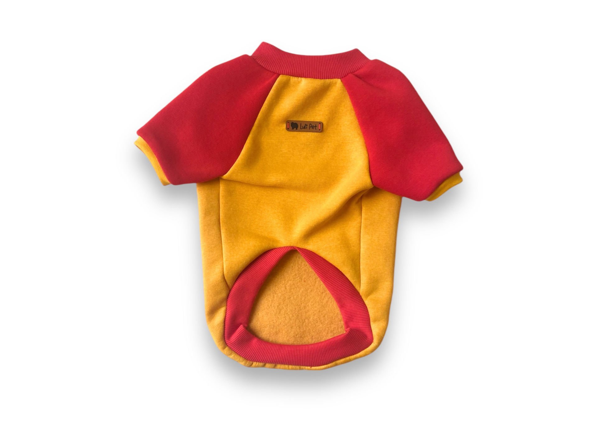 Sarı Kırmızı Polarlı Köpek Sweatshirt