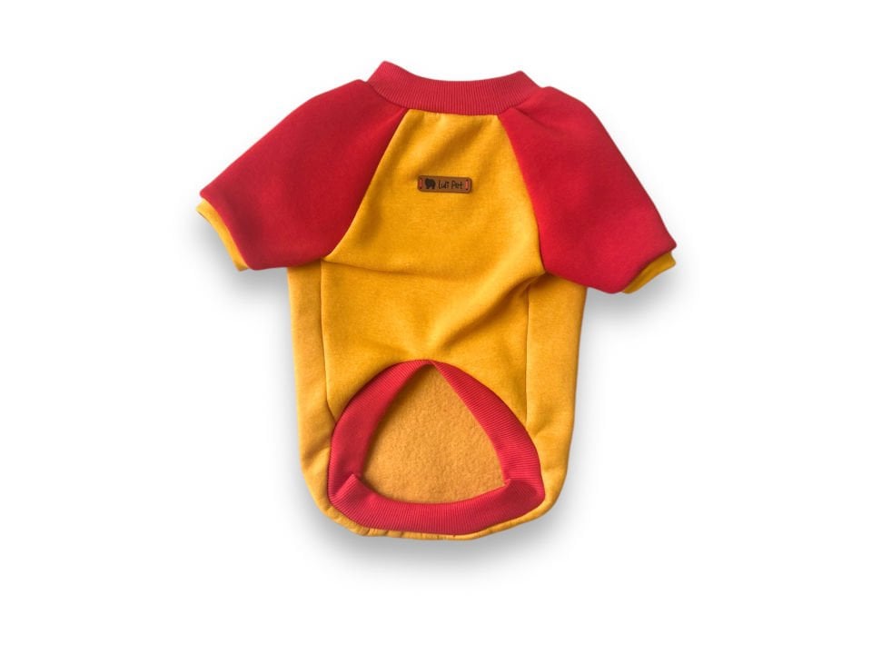 Sarı Kırmızı Polarlı Köpek Sweatshirt
